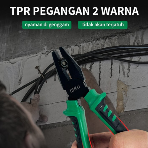 ISKU tang kombinasi 3 pcs set  tang kawat 8 inch tang lancip 6 inch Tang Potong 6 inch 55# steel+pvc handle/tang combination