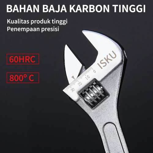 ISKU kunci inggris industri ukuran 12 inch/spanner adjustable/universal adjustable wrench tools alat perkakas