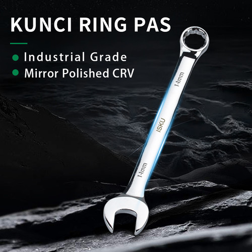ISKU Kunci ring pas bolak balik 8mm spanner wrench bahan baja chrome vanadium/plum blossom open end combination wrench