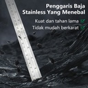 ISKU penggaris baja ukuran 15 30 50 60 100 cm penggaris presisi tinggi untuk pengukuran akurat/stainless steel ruler/penggaris besi