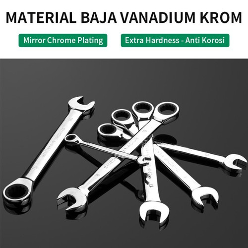 ISKU kunci ring pas rachet 19 mm Besi tahan karat Bahan/ratchet wrench 72gigi/kunci ring pas bolak balik