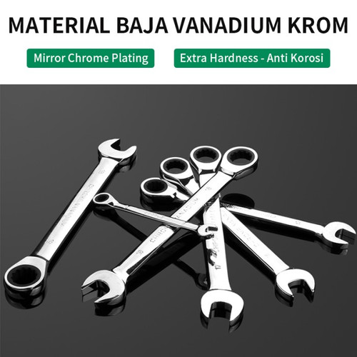 ISKU kunci ring pas rachet 10 mm Besi tahan karat Bahan/ratchet wrench 72gigi/kunci ring pas bolak balik