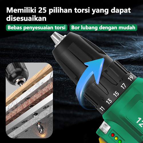 ISKU Mesin Bor Lithium Mulitifungsi 12V 1500mAh Battery/Lithium