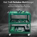 ISKU troli bengkel rak 3 susun besi trolly trolley rak kerja perkakas