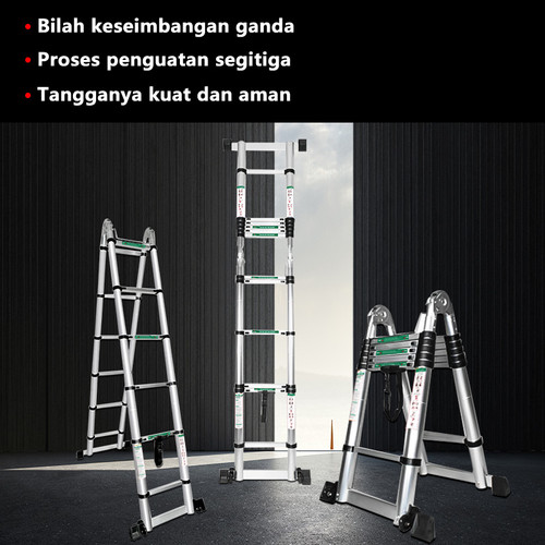 ISKU tangga lipat aluminium teleskopik/single telescopic ladder