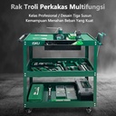 ISKU Troli Bengkel Rak 3 Susun Trolly Trolley Besi rak kerja perkakas