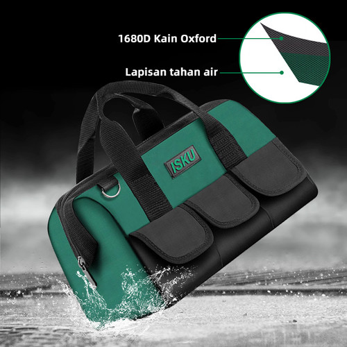 ISKU tool bag besar ukuran 18 inch 1680D tas perkakas kain oxford anti air/tools bag alat perkakas