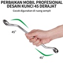 ISKU Kunci ring pas 24x27 mm cermin torx ganda terbuat dari baja chromium vanadium / spanner wrench tahan korosi dan anti-selip