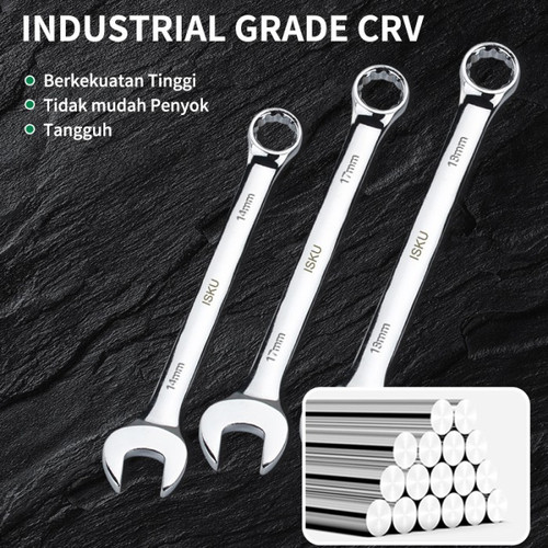 ISKU Kunci ring pas 24mm bolak balik spanner wrench bahan baja chrome vanadium/plum blossom open end combination wrench