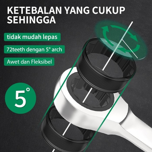 ISKU kunci ring pas rachet 19 mm Besi tahan karat Bahan/ratchet wrench 72gigi/kunci ring pas bolak balik