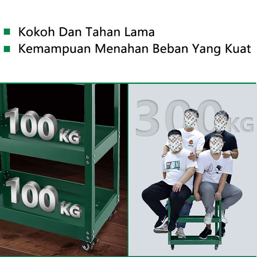 ISKU Troli Bengkel Rak 3 Susun Trolly Trolley Besi rak kerja perkakas