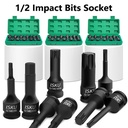 ISKU Mata Socket Impact Bits Set 10pcs Bahan Cr-Mo 1/2 Inch Driver - T