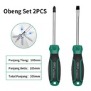 Isku Obeng Set/Screwdriver Set 2pcs Tip Magnetik Chrome Vanadium Obeng