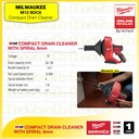 MILWAUKEE | M12 BDC6 | Sub Compact Drain Cleaner With Spiral Diameter 6 mm