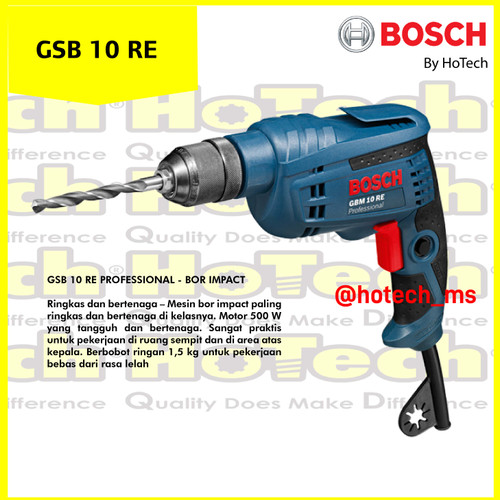 Bosch Drill GSB 10 RE | Mesin Bor Tembok Kayu Besi 10mm | Impact Drill with 550 W