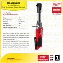 MILWAUKEE  Mesin Ratchet  3/8" Extended Reach Ratchet M12 FIR38LR (unit only)