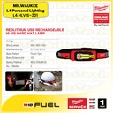 Milwaukee Lighting L4 HLVIS-301 | Redlithium USB Rechargeable HI-Vis Hard Hat Lamp 4 Volt