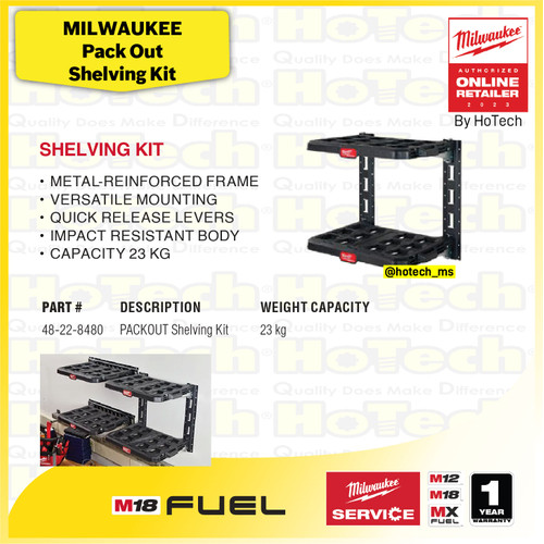 Milwaukee Shelving Kit 48-22-8480 | Kit 2 Rak kapasitas 23 kg