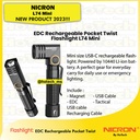 Nicron Senter EDC Rechargeable pocket Flashlight Torch | L74Mini 400 Lumens, Runtime 10 jam, Jarak Cahaya 84 Meter