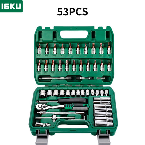 ISKU Kunci Shock Set Kunci Mata Sok 53 PCS Set Socket 1/4 " Full tools