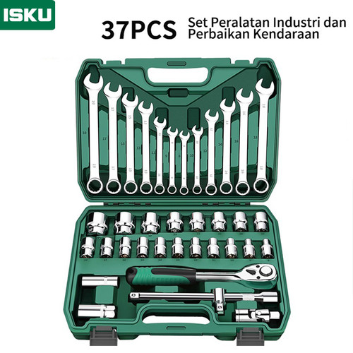 Isku set alat kunci pas 37 pcs potong kunci pas kunci shock set lengk