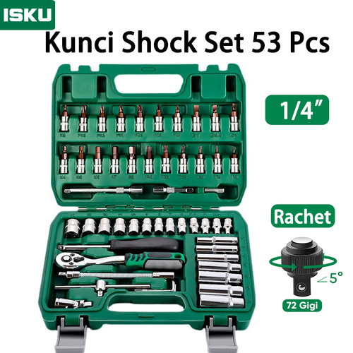 ISKU kunci shock set kunci sok 46pcs set socket (1/4 ") full set 53pcs