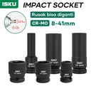 Isku Impact Socket panjang/pendek 1/2 Kunci Mata Sok Pukul 8mm ~ 46 mm