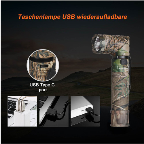 Nicron B70+ 1200lm 90 degree Twist Flashlight - Jarak Cahaya 178 meter - Runtime 100 jam - Waterproof
