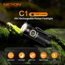 Nicron EDC Rechargeable Senter C1 1200 Lumens, Jarak Cayaha 148 meter, Runtim Battery 90 Jam