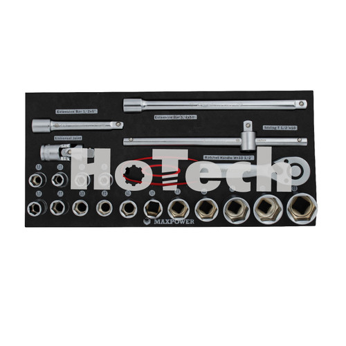 MAXPOWER | 20 Pcs 1/2" Dr Wrench Set | 6 PT Dr Socket Tool Set 1/2"