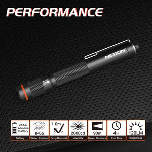 Nicron LED Pocket Pen Light IP65 Water Resistence | Senter B22W 120Lumens, Runtime 2,5 Jam, Jarak Cahaya 42 meter