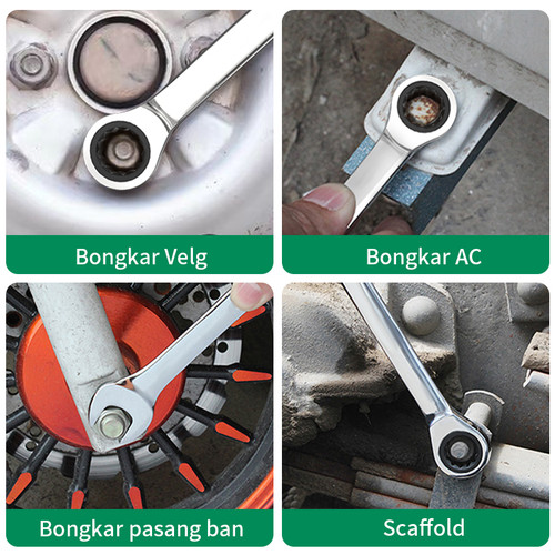 ISKU kunci ring pas rachet 8 10 12 13 14 17 18 19mm Besi tahan karat Bahan/ratchet wrench 72gigi/kunci ring pas bolak balik/kunci flexible kombinasi ratchet 8-19mm