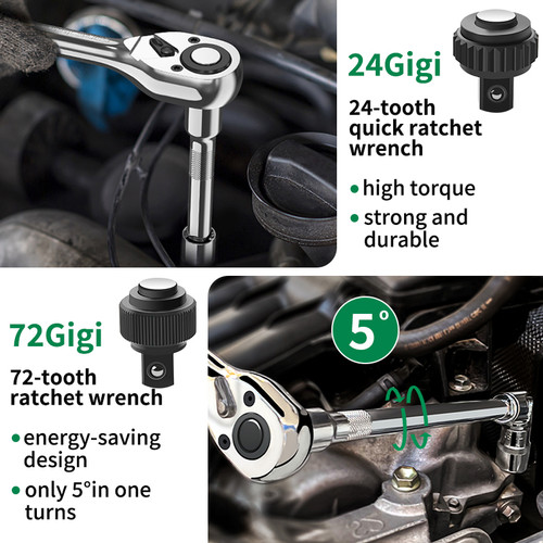 ISKU kunci shock set kunci sok 46pcs set socket (1/4 ") full set 53pcs