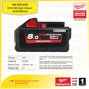 Milwaukee Cordless 1” Sq High Torque Impact Wrench 18 Volt M18 ONEFHIWF1-801C Spesial Set | M18ONEFHIWF1-0X + Battery 8.0Ah M18HB8 + Battery Charger M1218FC + Cut Level 5 + Clear Safety Glass