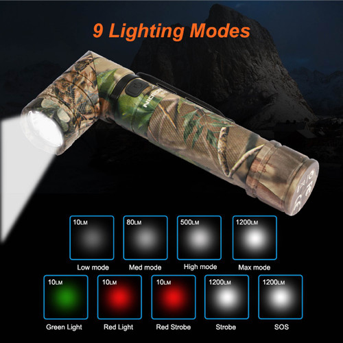 Nicron B70+ 1200lm 90 degree Twist Flashlight - Jarak Cahaya 178 meter - Runtime 100 jam - Waterproof