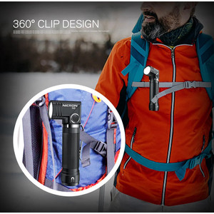 Nicron Flashlight Handfree Dual Fuel Twist Rotary Clip N9 with 1000 Lumens IP65 | Senter