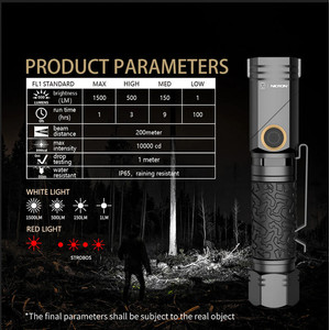 Nicron Flashligh IP65 Waterproof 90° rotatable 8 modes portable for camping - hiking - outdoors | L71 1800 Lumens High Brigthness