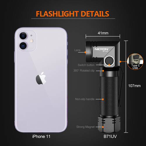 NICRON B71UV 90° Twist Flashlight | LED 1000LM, 7Hour, Jarak 100m