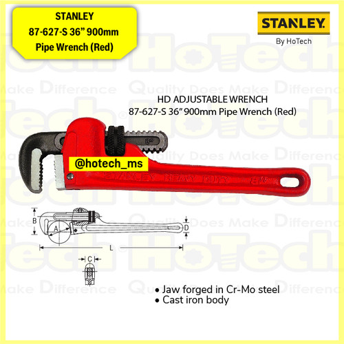 STANLEY|87-627-S 36” 900mm Pipe Wrench (Red)|Kunci Pipa