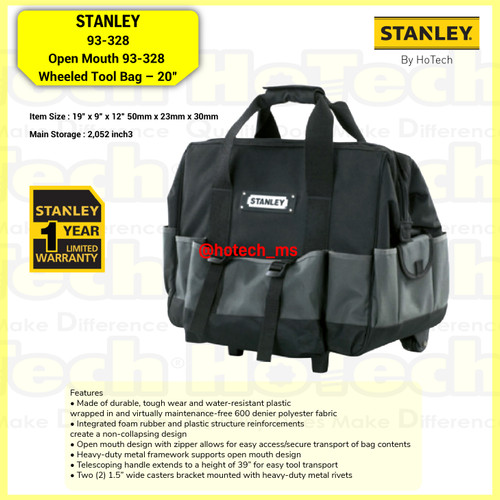 STANLEY | 93-328 | 19” x 9” x 12” 50mm x 23mm x 30mm | Tool Bag