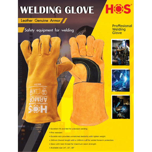 Sarung Tangan Las 18" | HOS | Safety Welding Glove Leather Genuine 18"