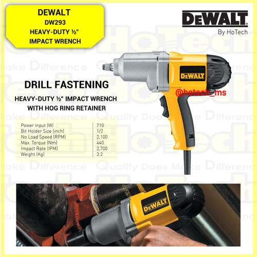 DEWALT DW293-B1 1/2" Electric Impact Wrench|Hog Ring
