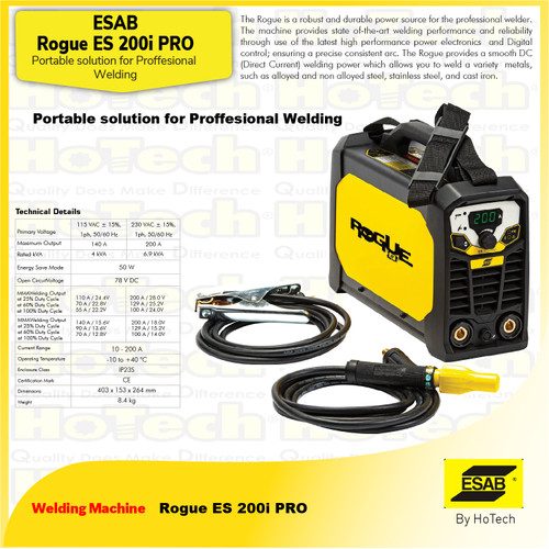 Mesin Las ESAB Rogue ES 200i PRO| ARC200 | MMA Welding Machine | MMA 200A Welding Machine Rogue ES 200i Pro