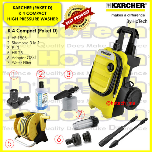 Karcher High Pressure Washer K 4 COMPACT 1800 Watt 130 Bar - Paket D