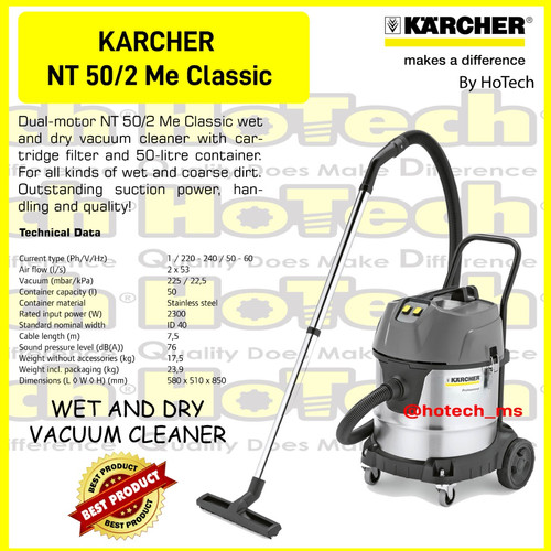 KARCHER WET AND DRY VACUUM CLEANER NT 50/2 Me Classic 2300W TANK 50L