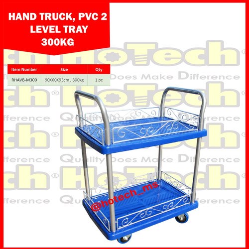 Hand Truck PVC 2 Level Tray 300 Kg | Trolley 2 Susun | Troli 2 Susun