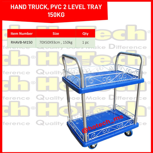 Hand Truck PVC 2 Level Tray 150 Kg | Trolley 2 Susun | Troli 2 Susun