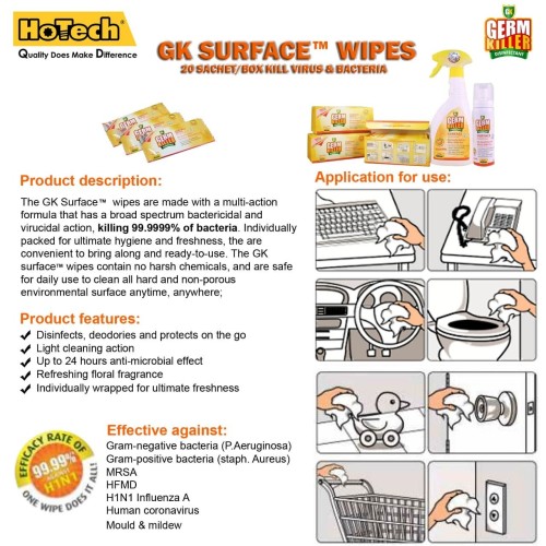GERM KILLER - SURFACE WIPES DISINFECTANT | TISSUE DISINFEKTAN 3 BOX