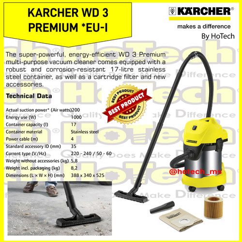 Vacuum Cleaner Karcher WD 3 S V-17 | Alat Sedot Debu Dijamin Termurah
