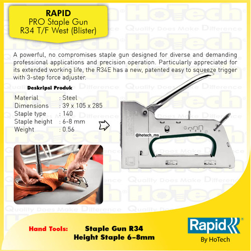 Staples Gun | RAPID | PRO STAPLE GUN R34E | Mesin Tembak Rapid R34 PRO
